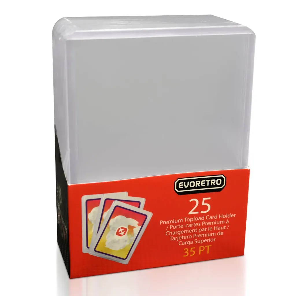 25 Toploaders EVORETRO 35 pt / 55 pt / 75 pt / 100 pt / 180 pt – Paquet de 25 pour cartes à collectionner (35pt)
